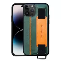 Dual-Color iPhone 14 Pro Max Coated Case with Hand Strap & Card Slot - Green