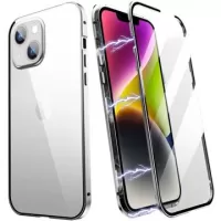 R-Just iPhone 14 Plus Magnetic Case with Tempered Glass - Silver
