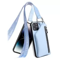 Strap Series iPhone 14 Pro Max Case with Detachable Wallet - Baby Blue