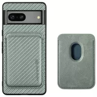 Google Pixel 7 Magnetic Case with Card Holder - Carbon Fiber - Green