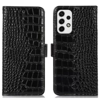Crocodile Series Samsung Galaxy A33 5G Wallet Leather Case with RFID - Black