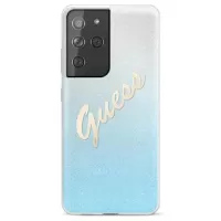 Guess Glitter Gradient Script Samsung Galaxy S21 Ultra 5G Case - Blue