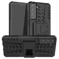 Anti-Slip Samsung Galaxy S21 FE 5G Hybrid Case with Stand - Black