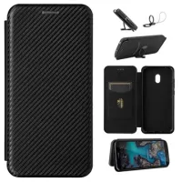 Nokia C1 Plus Flip Case - Carbon Fiber - Black