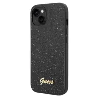 Guess Glitter Flakes Metal Logo iPhone 14 Plus Hybrid Case - Black