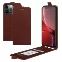 iPhone 13 Pro Vertical Flip Case with Card Holder - Brown