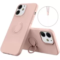 iPhone 13 Mini Liquid Silicone Case with Ring Holder - Pink