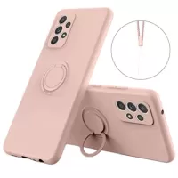 Samsung Galaxy A33 5G Liquid Silicone Case with Ring Holder - Pink