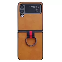 Samsung Galaxy Z Flip4 Coated Case with Metal Ring - Brown