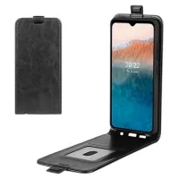 Nokia C21 Plus Vertical Flip Case with Card Slot - Black