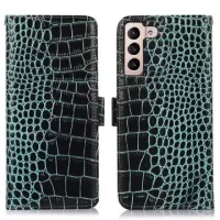 Crocodile Series Samsung Galaxy S23 5G Wallet Leather Case with RFID - Green