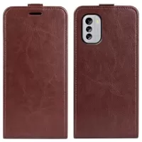 Nokia G60 Vertical Flip Case with Card Holder - Brown