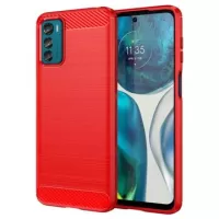 Motorola Moto G42 Brushed TPU Cover - Carbon Fiber - Red