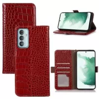 Crocodile Series Samsung Galaxy M13 Wallet Leather Case with RFID - Red