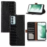 Crocodile Series Samsung Galaxy M13 Wallet Leather Case with RFID - Black
