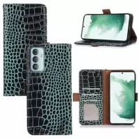 Crocodile Series Samsung Galaxy M13 Wallet Leather Case with RFID - Green