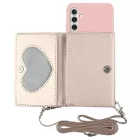 Samsung Galaxy A04s/A13 5G Heart Series Case with Wallet & Strap - Pink