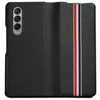 Stripe Series Samsung Galaxy Z Fold4 Leather Coated Case - Black