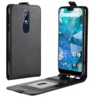 Nokia 7.1 Vertical Flip Case with Card Slot - Black