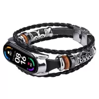 Retro Ethnic Style Xiaomi Mi Band 5/6 Strap - Black / Silver