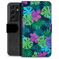 Samsung Galaxy S21 Ultra 5G Premium Wallet Case - Tropical Flower