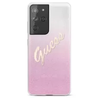 Guess Glitter Gradient Script Samsung Galaxy S21 Ultra 5G Case - Pink