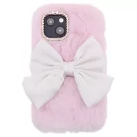 Fluffy Plush iPhone 13 Mini Hybrid Case - Pink