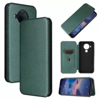 Nokia 5.4 Flip Case with Card Slot - Carbon Fiber - Green