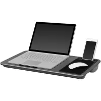 Multi Purpose Home Office Lap Desk with Mouse Pad and Phone Holder - Silver Carbon