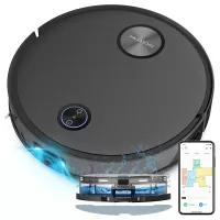 Proscenic V10 Robot Vacuum Cleaner 3 In 1 Vacuuming Sweeping and Mopping 3000pa Vibrating Mopping System LDS Navigation 240ml Dust Bin 2600mAh Battery 120Mins Runtime Smart APP & Alexa Control - Black