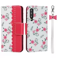 Floral Pattern Huawei P30 Wallet Case (Open Box - Excellent) - Hot Pink