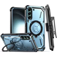 For Samsung Galaxy S22+ 5G Armor Series MagSafe Magnetic Holder Phone Case with Back Clip(Blue)