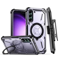 For Samsung Galaxy S21+ 5G Armor Series MagSafe Magnetic Holder Phone Case with Back Clip(Purple)