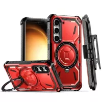 For Samsung Galaxy S23+ 5G Armor Series MagSafe Magnetic Holder Phone Case with Back Clip(Red)