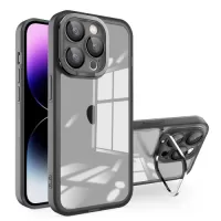 For iPhone 15 Pro Invisible Lens Bracket Matte Transparent MagSafe Phone Case(Black)