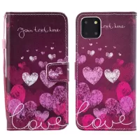 For iPhone 15 Painted Pattern Horizontal Flip Leather Phone Case(Letter and Heart)