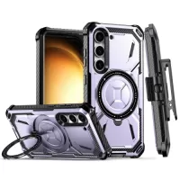 For Samsung Galaxy S23 5G Armor Series MagSafe Magnetic Holder Phone Case with Back Clip(Purple)