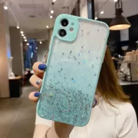 For iPhone 12 Starry Gradient Glitter Powder TPU Phone Case(Lake Green)
