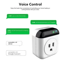 Programmable Smart Wifi Thermostat Plug Outlet Mini Temperature Controller 10A Plug-in Socket APP Control Voice Control Schedule Timer Electric Switch for Heating Cooling Appliances