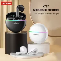 Lenovo thinkplus XT97 Wireless BT Headphones with Flash LED Ligh Hi-Fi Stereo Sound Noise Reduction HD Call Smart Fast Pair Compatible with iOS Android System Black