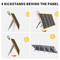 Flashfish 18V/100W Portable Solar Panel Foldable Solar Charger with DC Output for Portable Power Station PD Type-c/QC3.0 Output Port for Phones Company Camping RV Travel