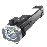 Portable LED Flashlight Work Light Power Bank Emergency Safety Hammer IP44 Waterproof with Sidelight