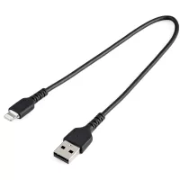 StarTech.com 12inch (30cm) Durable Black USB-A to Lightning Cable...