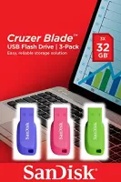 SanDisk Cruzer Blade 3x 32GB USB flash drive USB Type-A 2.0 Blue,...