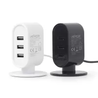 Gembird EG-U3C3A-01-MX mobile device charger Black, White Indoor