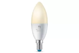 4lite WiZ Connected C37 Candle Dimmable Warm White WiFi LED Smart Bulb - E14 Small Screw (Single)