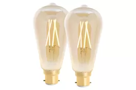 4lite WiZ Connected ST64 Amber WiFi LED Smart Bulb - B22 Bayonet (Pack of 2)