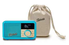 Roberts Revival Petite With Free Travel Pouch - DAB/DAB+/FM Mini Bluetooth Radio / Portable Bluetooth Speaker - Electric Blue