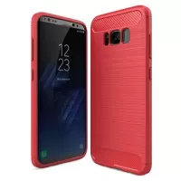 Samsung Galaxy S8 Brushed TPU Case - Carbon Fiber - Red