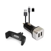 RealPower 168182 mobile device charger Black, Silver Auto